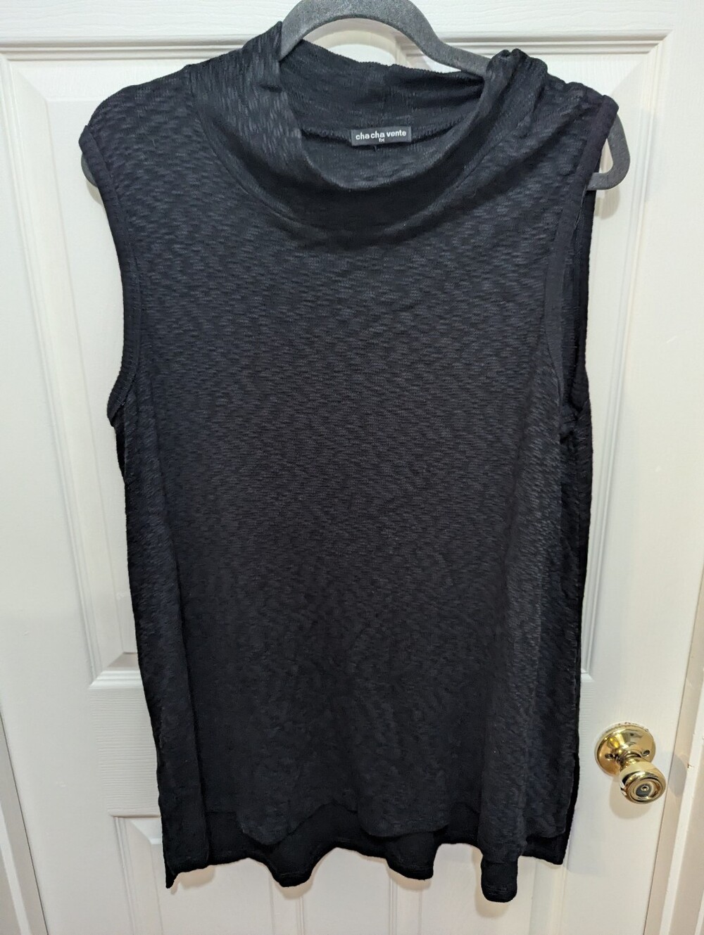 cha cha vente Black Sleeveless Draped Cowl Neck Tank